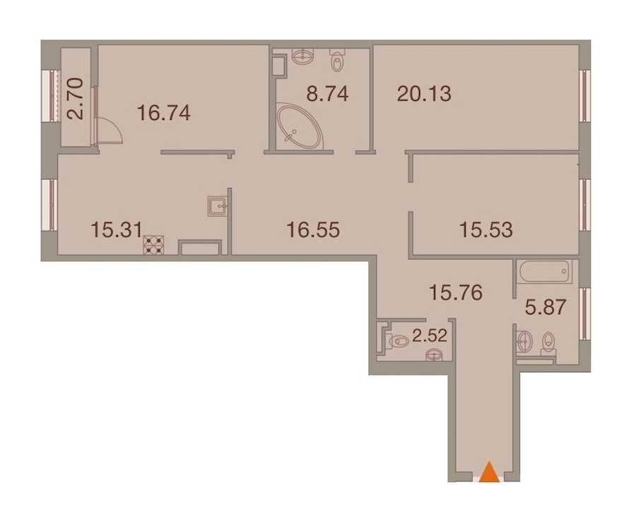 Трехкомнатная квартира в : площадь 118.5 м2 , этаж: 9 – купить в Санкт-Петербурге